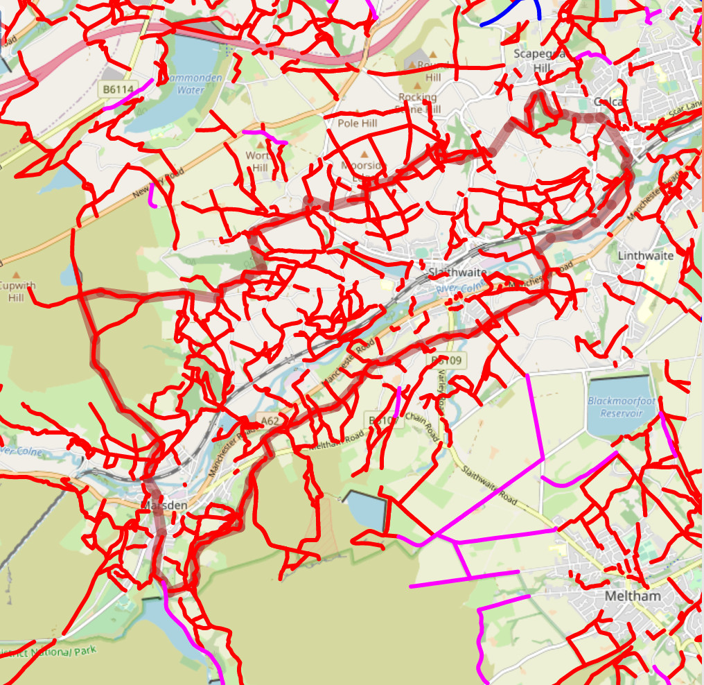 map showing route of the Colne Valley Circular